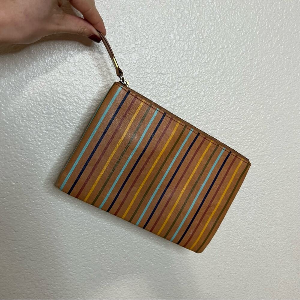 Madewell The Medium Leather Pouch Clutch Wristlet: Rainbow Striped Edition